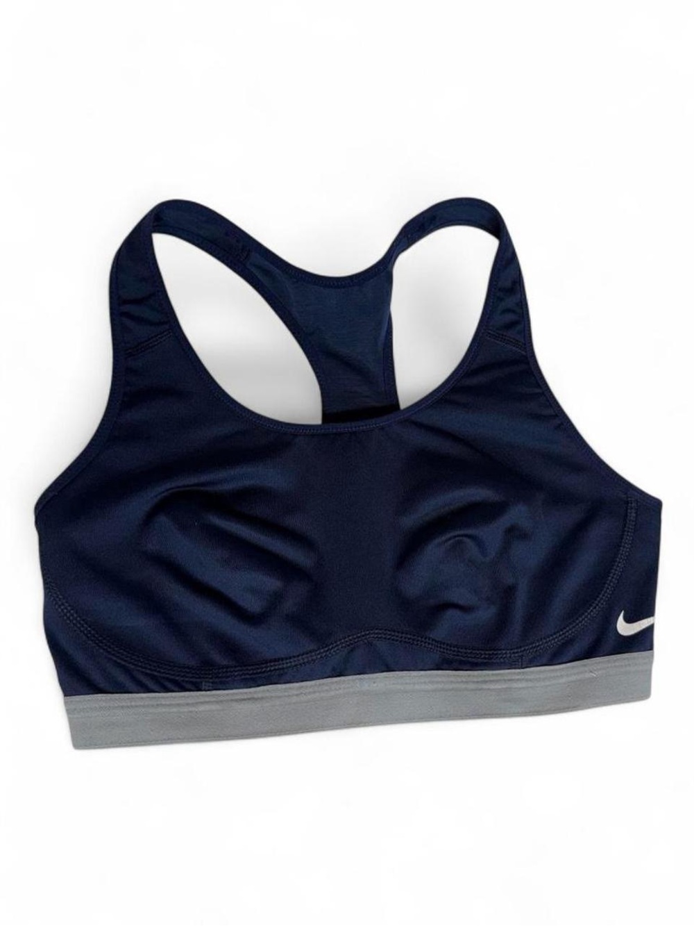 Nike Dri-FIT Navy Blue Racerback Sports Bra Gray 33 Band Women’s Small